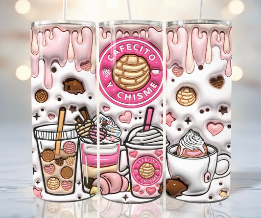 Pink Cafécito y Chisme Tumbler