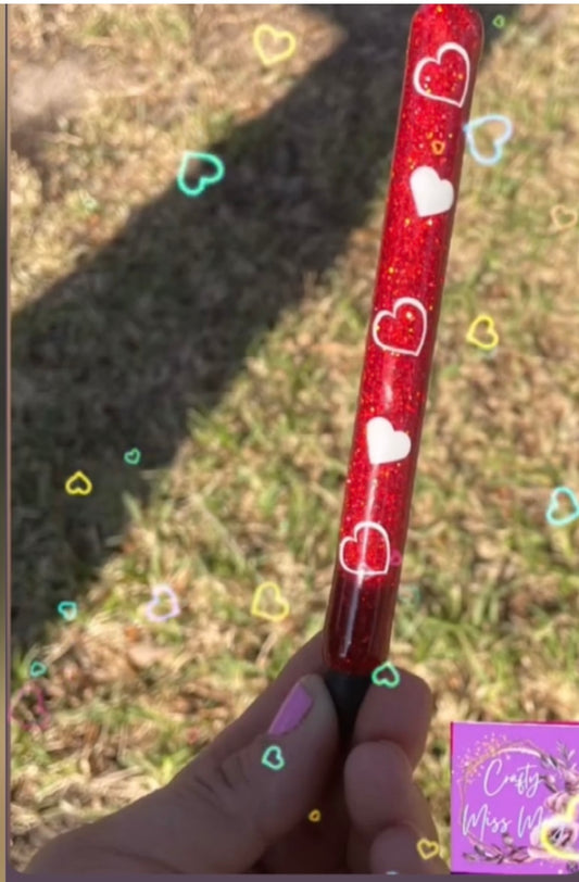 Red Pen with white hearts